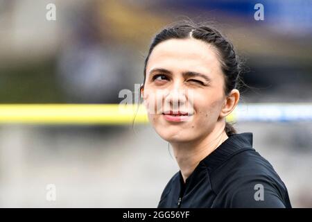 Mariya (Maria) Lasitskene (Women's High Jump) of Russia winks during the IAAF Wanda Diamond League, Meeting de Paris Athletics event on August 28, 2021 at Charlety stadium in Paris, France. Photo by Victor Joly/ABACAPRESS.COM Stock Photo