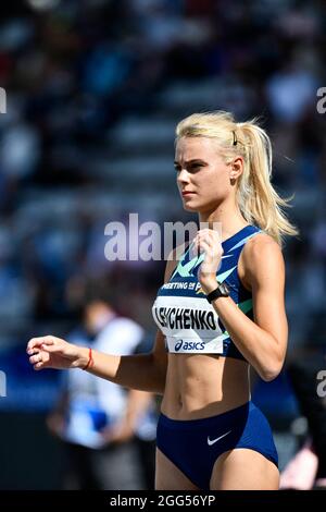 Yuliya (Yuliia) Levchenko (Women's High Jump) of Ukraine competes during the IAAF Wanda Diamond League, Meeting de Paris Athletics event on August 28, 2021 at Charlety stadium in Paris, France. Photo by Victor Joly/ABACAPRESS.COM Stock Photo