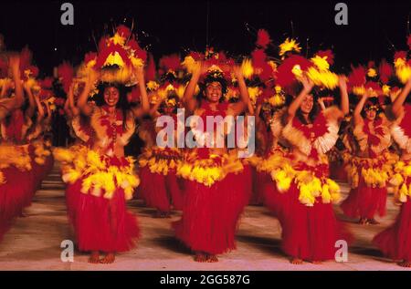 Dancer in traditional costume, Tahiti, French Polynesia Stock Photo - Alamy