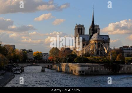 FRANCE. PARIS (75) NOTRE-DAME DE PARIS CATHEDRAL. THE 96 METER HIGH SPIRE SEEN FROM THE SOUTHEAST Stock Photo