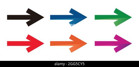Set black, red, blue vector arrows. Arrow icon. Right-pointing arrow Stock Vector