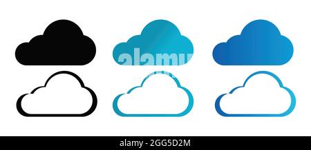 Set blue clouds for design. Cloud icon. cloud flat design Stock Vector