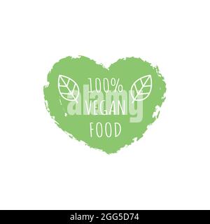 Vegan food and products vector label icon set. 100 % vegan circle sticker set. Stock Vector