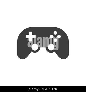 Joystick, game controller black icon. Console, video game vector symbol. Stock Vector