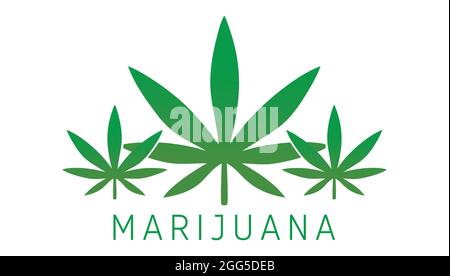Three-strand marijuana leaf logo, green color marijuana Stock Vector