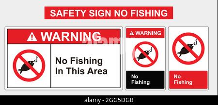 Safety signs should not be fishing. Safety sign potraid and lanscape shape. No Fishing Stock Vector
