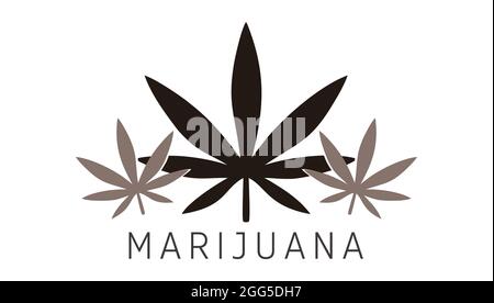 Three-strand marijuana leaf logo, green color marijuana Stock Vector