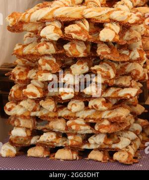 A Stack of Freshly Made Cheese Straws. Stock Photo