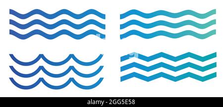 Wave icon emblems of various shapes. wave pattern Stock Vector
