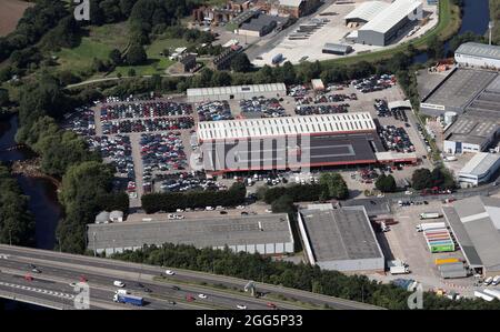 aerial view of BCA Brighouse (British Car Auctions), West Yorkshire Stock Photo