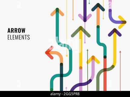 Arrow way diagonal direction colorful overlapping on white background. Vector illustration Stock Vector