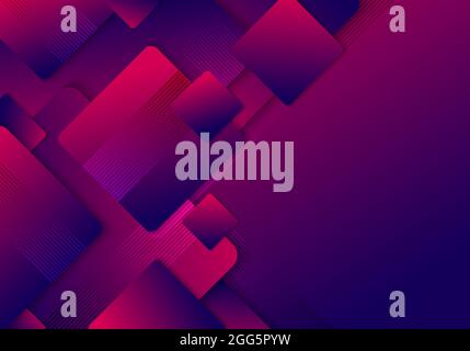 Abstract blue and pink gradient squares rounded layered pattern background with space for your text. Vector illustration Stock Vector