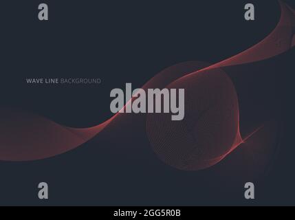 Abstract blue and red wave or wavy line flowing dots particles on dark background. Vector illustration Stock Vector