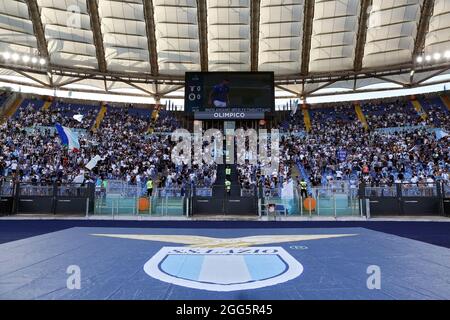 Supporters of Lazio during the Italian championship Serie A football match between SS Lazio and Spezia Calcio on August 28, 2021 at Stadio Olimpico in Rome, Italy - Photo Federico Proietti / DPPI Stock Photo