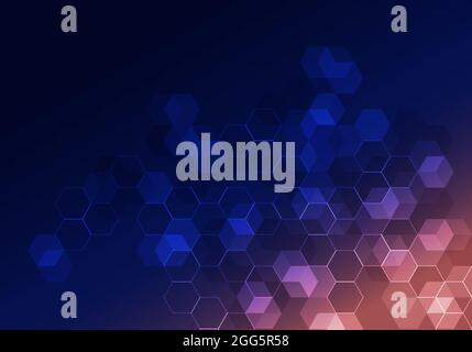 Abstract hi-tech digital technology geometric hexagon pattern shapes on blue background. You can use for medicine or science design. Vector illustrati Stock Vector