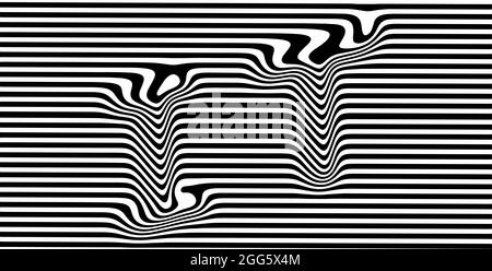 Distorted IT text on a striped black and white background. EPS10 vector illustration. Stock Vector