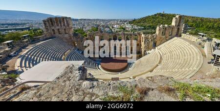Theatre of Herodes Atticus on the southern slope of the Acropolis in Athens, Greece Stock Photo
