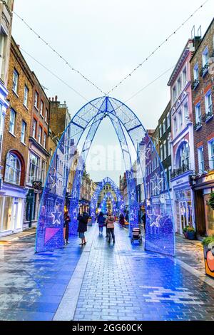 South Molton Street decorated with Christmas lighting, Bond Street, London, UK Stock Photo
