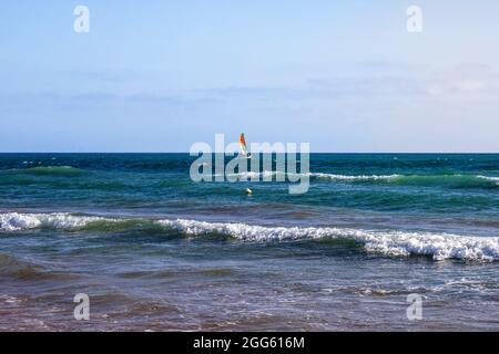 Catamaran sailing in the mediterranean sea Stock Photo