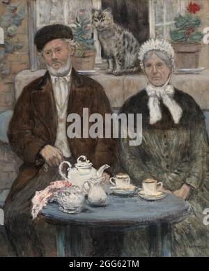 Afternoon Tea c. 1880 by Jean François Raffaëlli Stock Photo