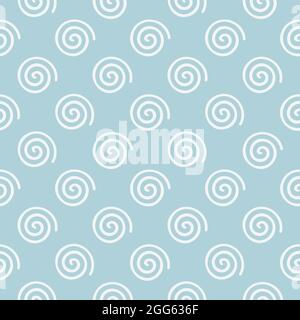 Abstract half drop repeate white spiral mofit seamless pattern background Stock Vector