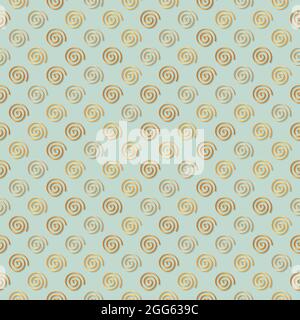 Abstract half drop repeate golden metallic spiral mofit seamless pattern background Stock Vector