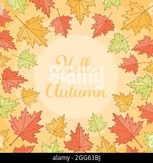 Colorful maple leaves autumn border background Stock Vector