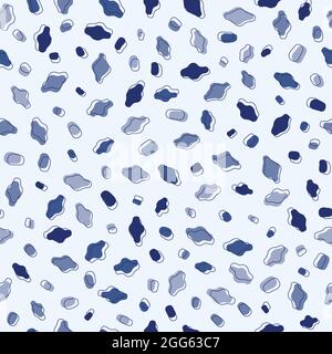 Abstract blue organic shape seamless pattern background Stock Vector