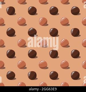 Chocolate candy seamless pattern sweet pastry background Stock Vector