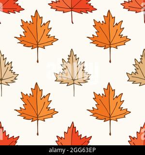 Autumn dry maple leaves seamless pattern foliage background Stock Vector