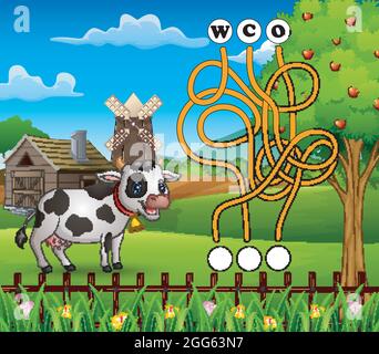 maze quiz with cow Stock Vector Image & Art - Alamy