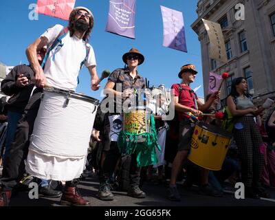 Extinction Rebellion protest wednesday 25th August 2021, Oxford Circus London UK. Stock Photo