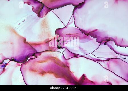 Abstract background. Drawing in the style of alcohol ink. Liquid marble texture. Modern Art. . Fluid Art. Close-up of the painting. Stock Photo