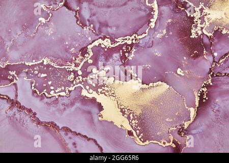 Abstract background. Drawing in the style of alcohol ink. Liquid marble texture. Modern Art. . Fluid Art, Close-up of the painting. Stock Photo