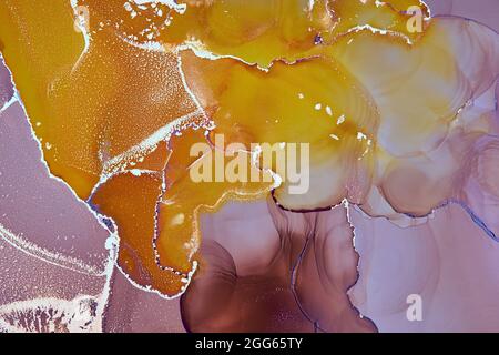Abstract background. Drawing in the style of alcohol ink. Liquid marble texture. Modern Art. . Fluid Art. Close-up of the painting. Stock Photo