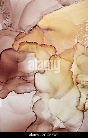Abstract background. Drawing in the style of alcohol ink. Liquid marble texture. Modern Art. Close-up of the painting. Stock Photo