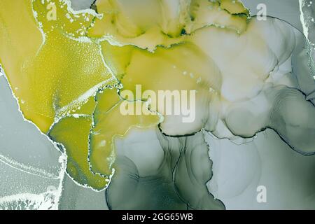 Abstract background. Drawing in the style of alcohol ink. Liquid marble texture. Modern Art. . Fluid Art. Close-up of the painting. Stock Photo