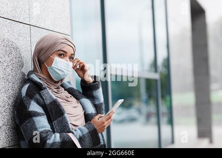 Online shopping with app, new normal, be safe, covid-19 pandemic and healthcare Stock Photo