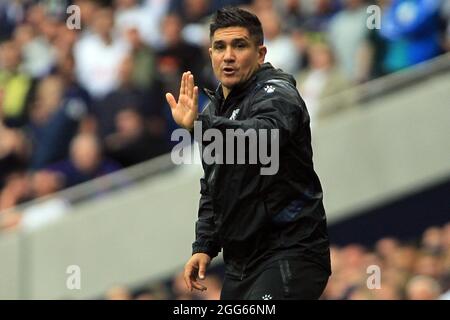 London, UK. 29th Aug, 2021. Watford Manager Xisco Munoz during the game. Premier League match, Tottenham Hotspur v Watford at the Tottenham Hotspur Stadium in London on Sunday 29th August 2021. this image may only be used for Editorial purposes. Editorial use only, license required for commercial use. No use in betting, games or a single club/league/player publications. pic by Steffan Bowen/Andrew Orchard sports photography/Alamy Live news Credit: Andrew Orchard sports photography/Alamy Live News Stock Photo