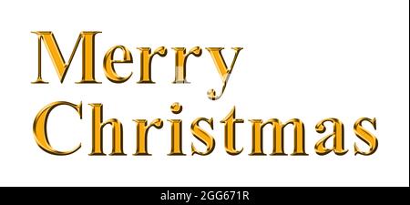 Merry Christmas, lettering in gold. Golden writing of the greeting and farewell, traditionally used in English-speaking countries. Stock Photo