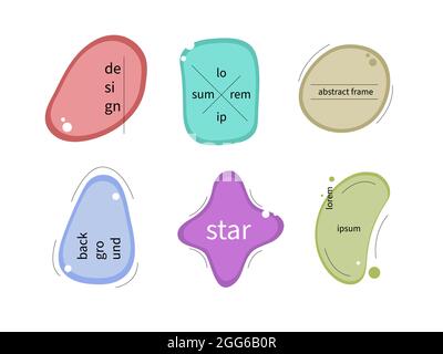 Set of organic shapes. Logo template. Collection of frames. Abstract borders. Vector illustration Stock Vector