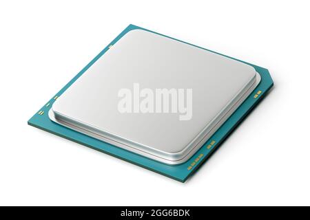 Modern computer processor on white background Stock Photo