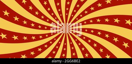 Circus background with rays. Element of festival poster. Retro cartoon sunburst. Abstract carnival flyer template. Vector vintage banner Stock Vector