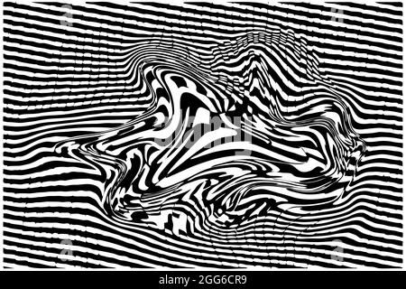 Curved area of striped surface, abstract distorted background. EPS10 vector illustration. Stock Vector