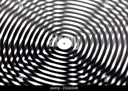 Abstract digital image distortion symbol, moire, distorted image concept, metaphor. Black and white stripes mixing, optical illusions, distorted visio Stock Photo