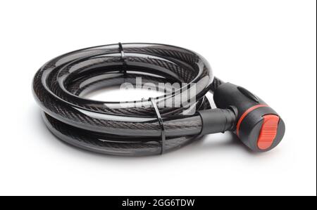 Black bike lock isolated on white. Stock Photo