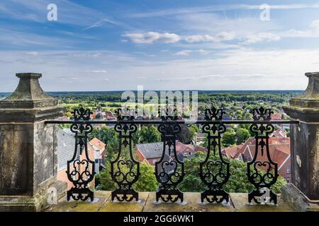 Bad Bentheim, Germany - August 25, 2021: View from Bentheim Castle in Nordrhine Westfalen in Germany, Largest hilltop castle in northwestern Germany, Stock Photo