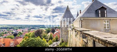 Bad Bentheim, Germany - August 25, 2021: View from Bentheim Castle in Nordrhine Westfalen in Germany, Largest hilltop castle in northwestern Germany, Stock Photo