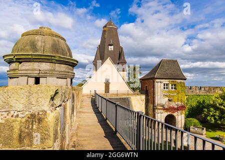 Bad Bentheim, Germany - August 25, 2021: View from Bentheim Castle in Nordrhine Westfalen in Germany, Largest hilltop castle in northwestern Germany, Stock Photo