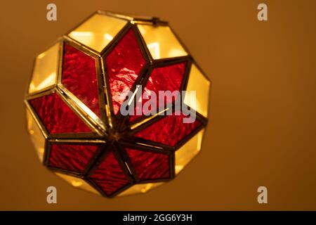 ceiling lamp with red and transparent glass Stock Photo